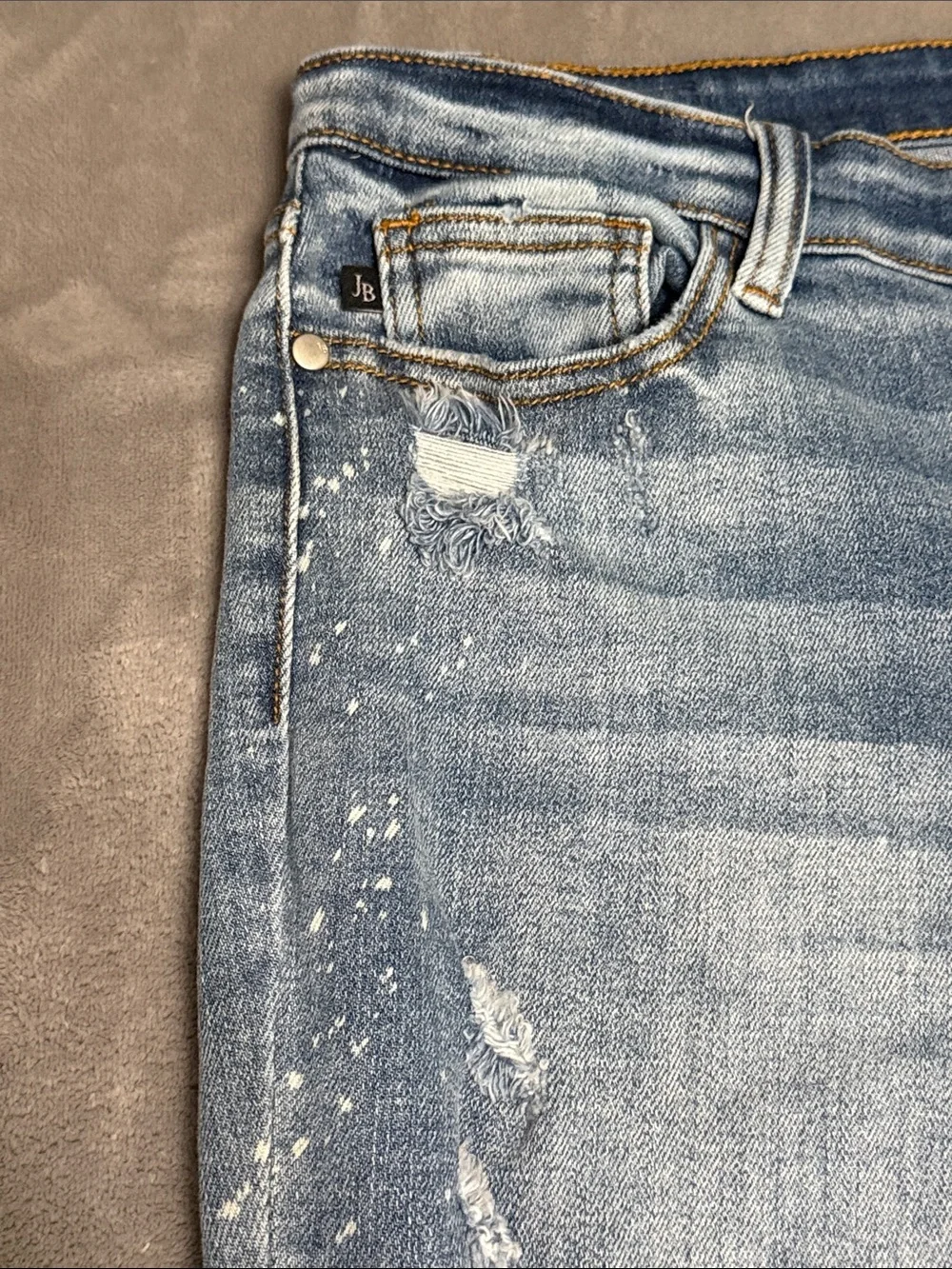 JB Light Wash Distressed Paint Splatter Boyfriend Fit style JB82155LT Item 72504